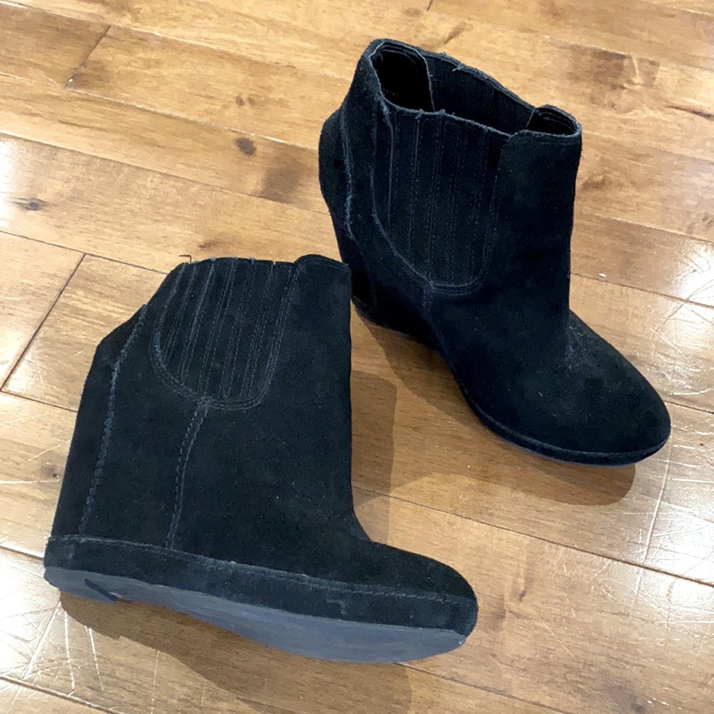 Real suede leather booties slip on